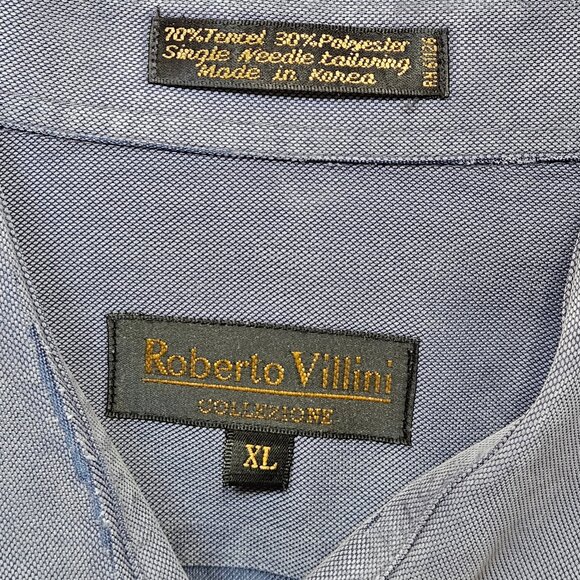 Roberto Villini Men's Dress Shirt, Gray/Blue, Sz XL - Picture 3 of 11
